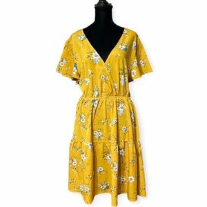 SHEIN Floral Yellow Dress XL.